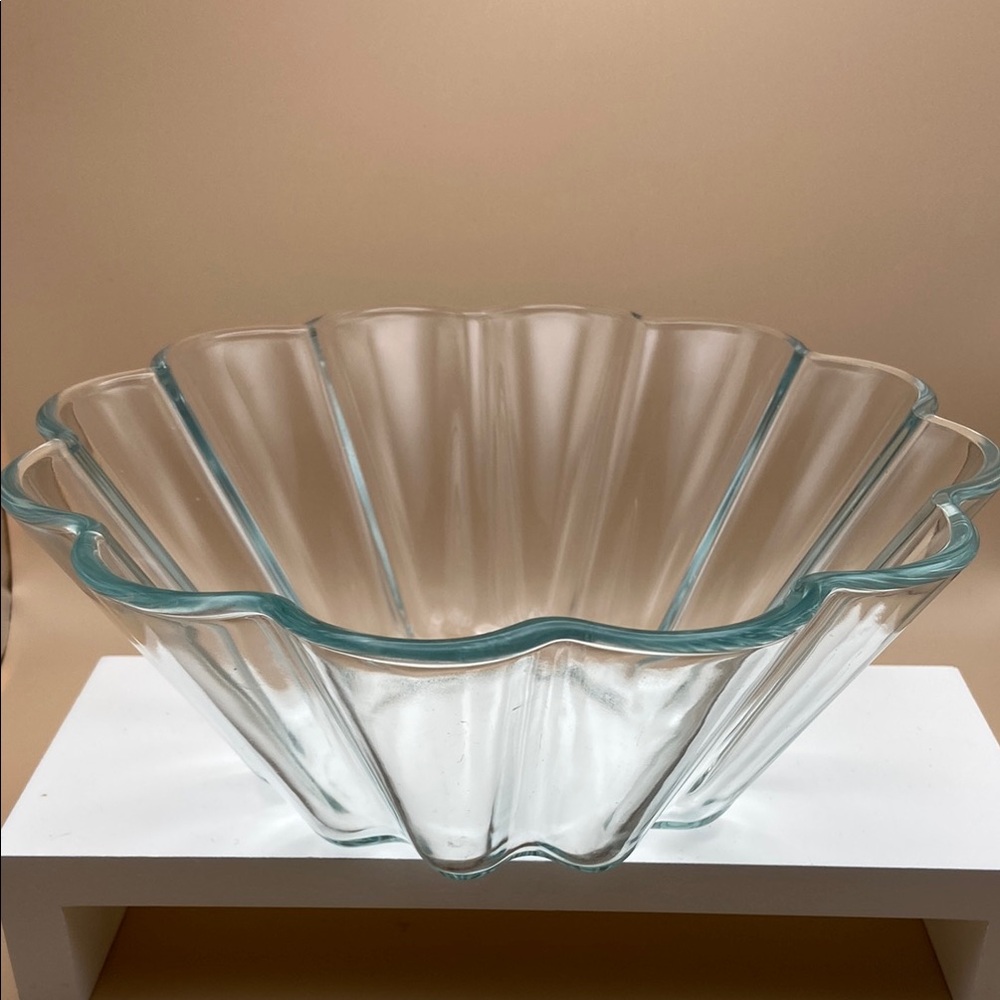 Vintage PYREX 23cm 824 Fluted Clear Glass Jelly Trifle Brioche Bowl - France